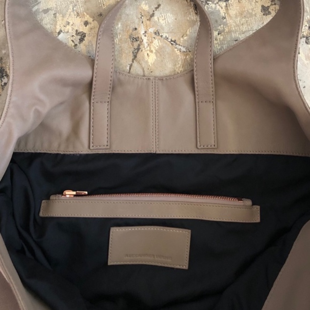 Alexander Wang Alpha Shopper Taupe Tan Brown Leather Suede HandBag Purse - Picture 8 of 8